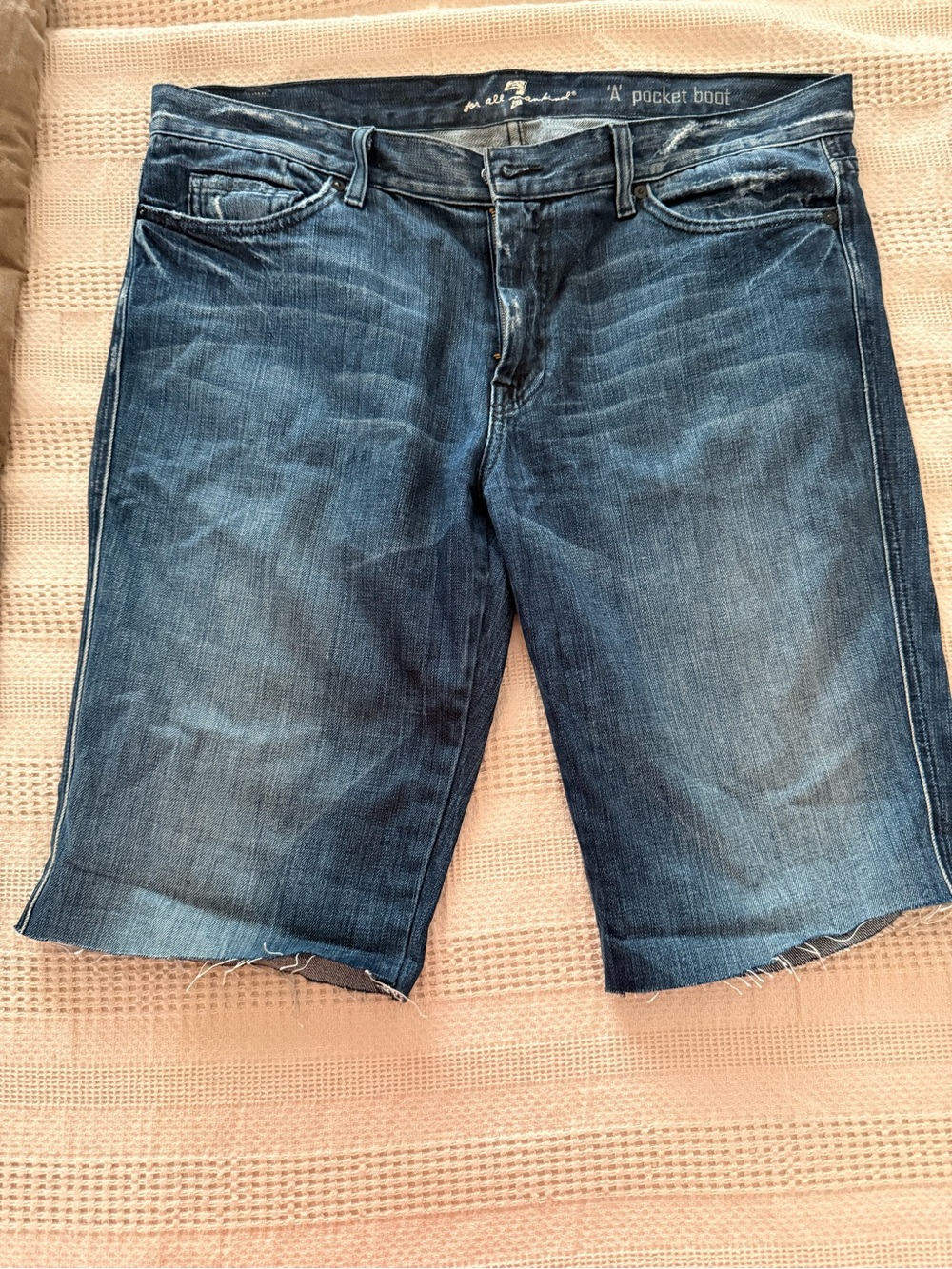 7 For All Mankind Dark Blue Denim Jean Shorts